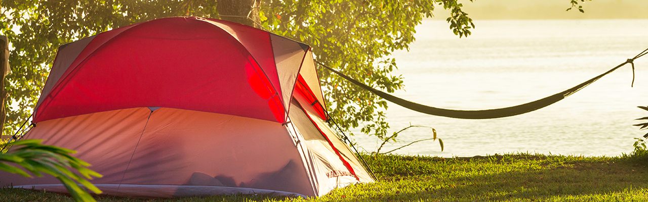 tent and hammock on lake waconia