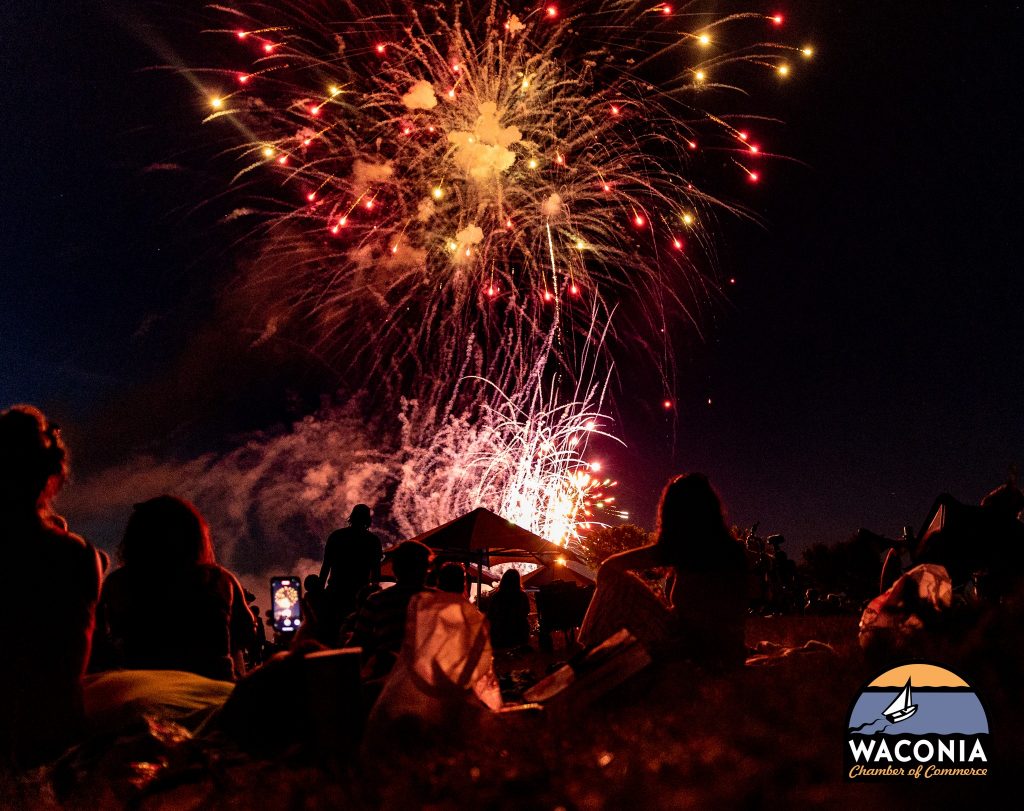 fireworks over lake waconia regional park