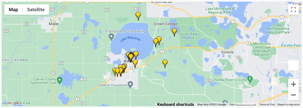 Waconia Restaurant, Food and Beverages Map
