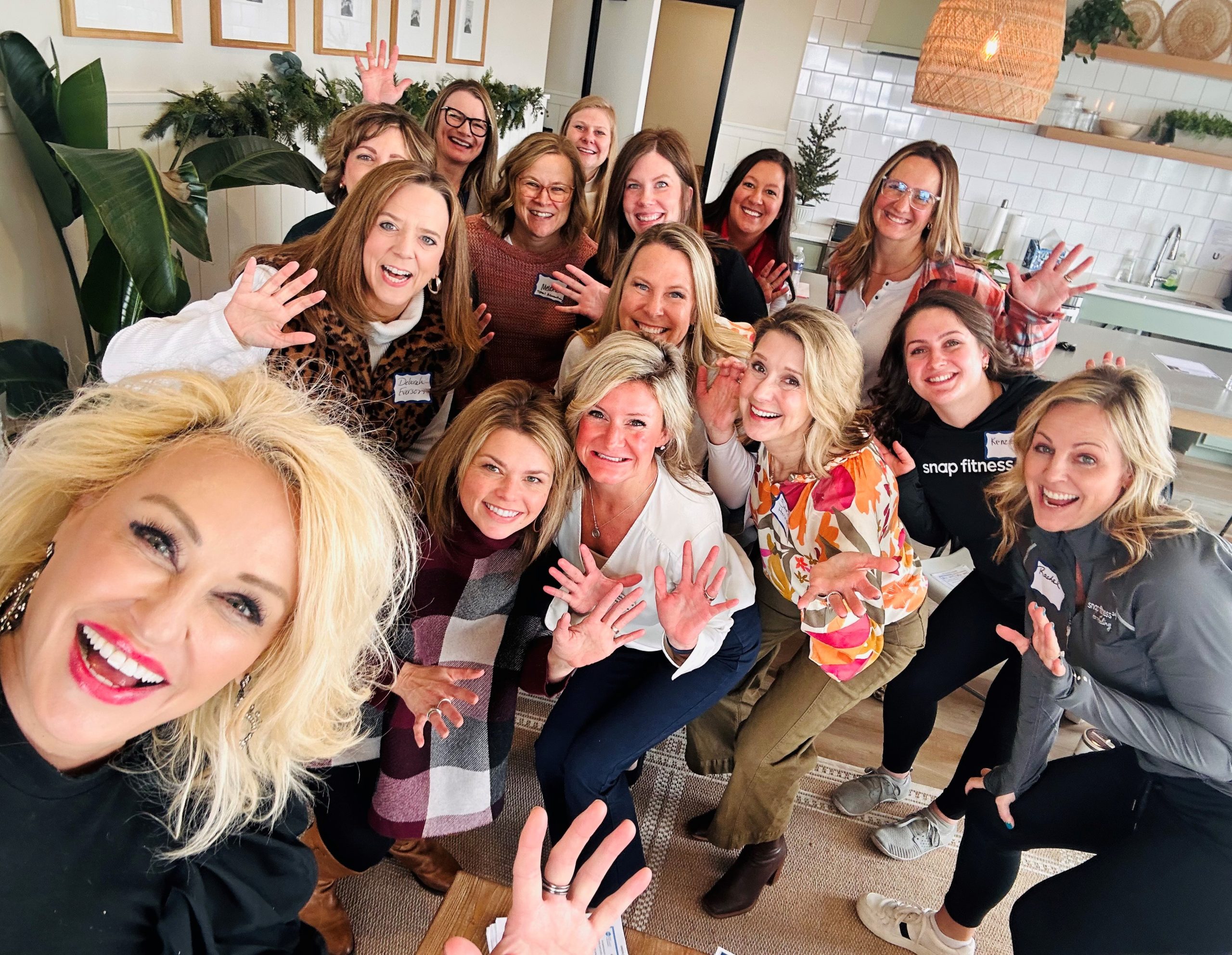 A selfie of a group of women